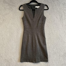 Trina Turk Dress Womens 0 Sheath Sleeveless Fitted Lined Wool Blend Metallic