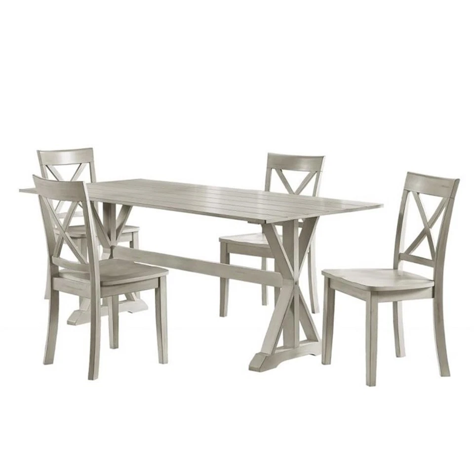 Juego de comedor Boraam Wood Jamestown 5 piezas acabado blanco antiguo Foto 2 de 4