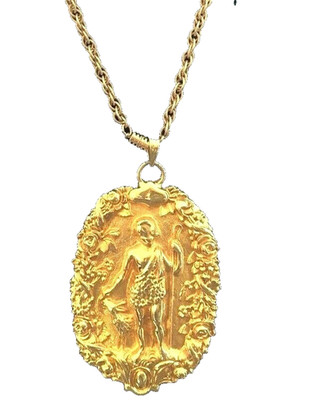 4 1/2'' Vintage Medallion Judith Leiber Heavy Shephard & Sheep Elaborate Necklace