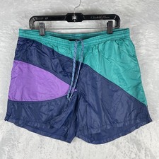 Vintage 90s Jantzen Multicolor Colorblock Swim Trunks Men  s Large 34  