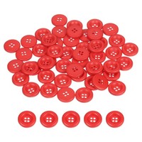 50 StüCk NäHknöPfe 15Mm 4 LöCher Resin Rund FüR Crafting, Rot