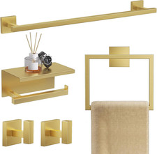 5-Pieces Brushed Gold Bathroom Hardware Accessories Set 23.6" SUS304 Stainless