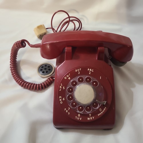 Red Rotary DialDesk Phone Bell System Western Electric 4/73 4 prong untest 500CD