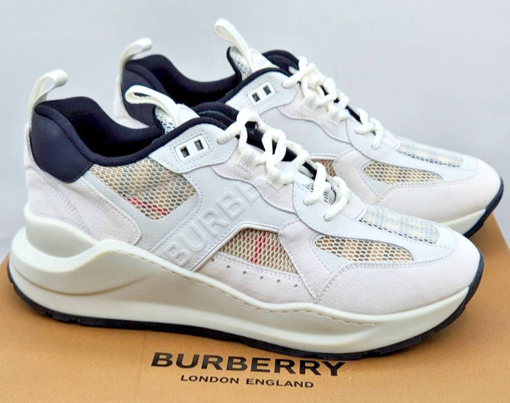 Burberry Sean Men's Archive Beige Check White Sneakers UK8 EU42