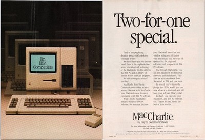 MacCharlie by Dayna Communications 1985 Vintage Print Ad IBM Compatible