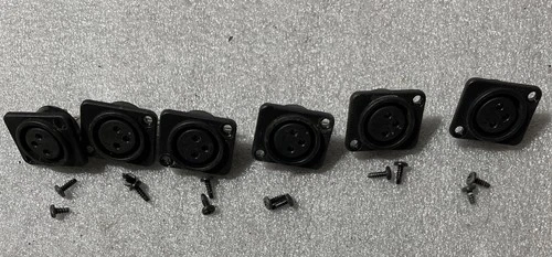 XLR 3-Pin Female Panel Mount Or PC Board Mount Microphone Jacks 6 Lot Preowned
