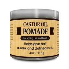 OKAY Men’s Castor Oil Beard & Hair Pomade 4 oz – All-Day Hold for Style & Shine