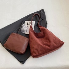 Suede Slouchy Bag for Women Tote Bag Shoulder Satchel Bag Large Brown Suede P...