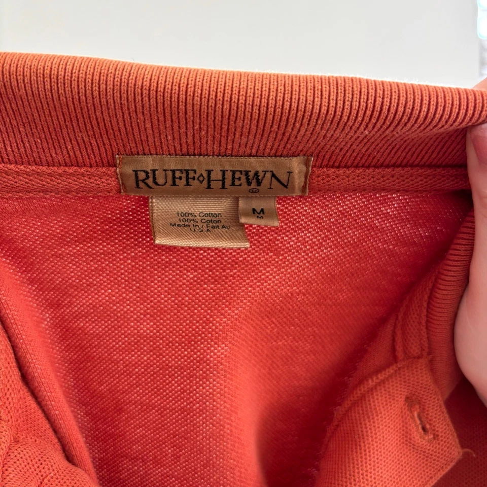 Ruff Hewn Mens Polo Size Medium Orange Vintage Short Sleeve 100% Cotton USA - Image 2 of 4