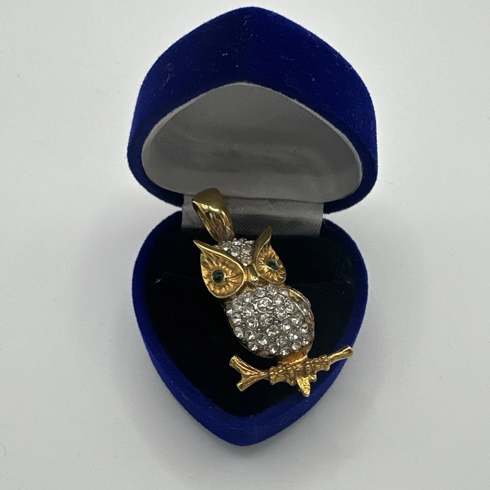 Bijoux Fantaisie Pendentif Chouette Doré Avec Strass ( Sans La Boîte)