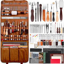 Leatherworking Kit, 155-Piece Leather Tooling Set with Carving Stamping Sewing