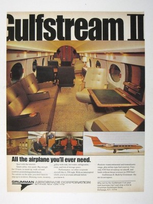 Print Ad Gulfstream II 1960s Luxury Jet Interiors Grumman Aerospace Corpor