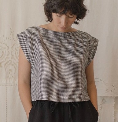 Gillian Stevens Valley Top Gingham Noir - SIZE ONE