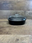 VTG  Corning Ware French Black F-2-B 2.8 Liter w/ Pyrex Lid Made In USA 🇺🇸