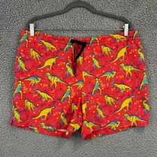 Chubbies Swim Trunks Mens Medium Red Dinosaur Print 5.5 Inch Inseam Shorts