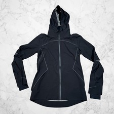 Lululemon Runaway Athletica Black Hooded Windbreaker Jacket Reflectiv Women Sz 6