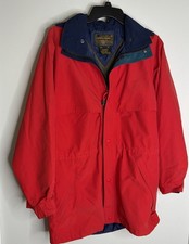 Vtg Eddie Bauer Jacket Sz L Blue Red Green Gore-Tex Hooded Rain Coat 90s Mesh