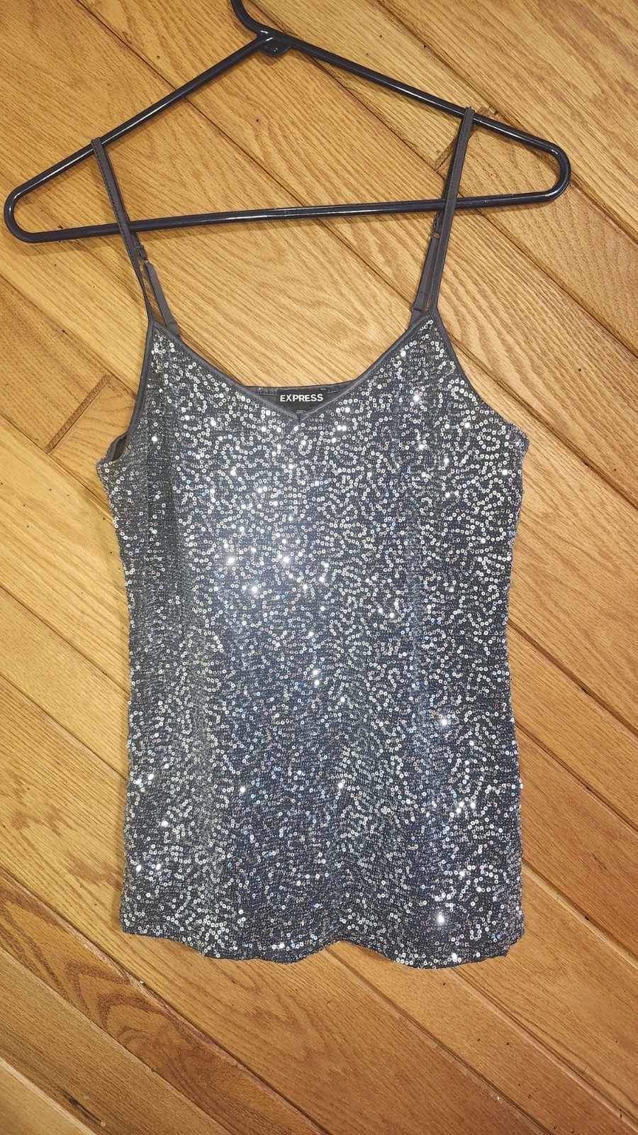 Express Gray And Silver Sequin Small Stretchy Goi… - image 1
