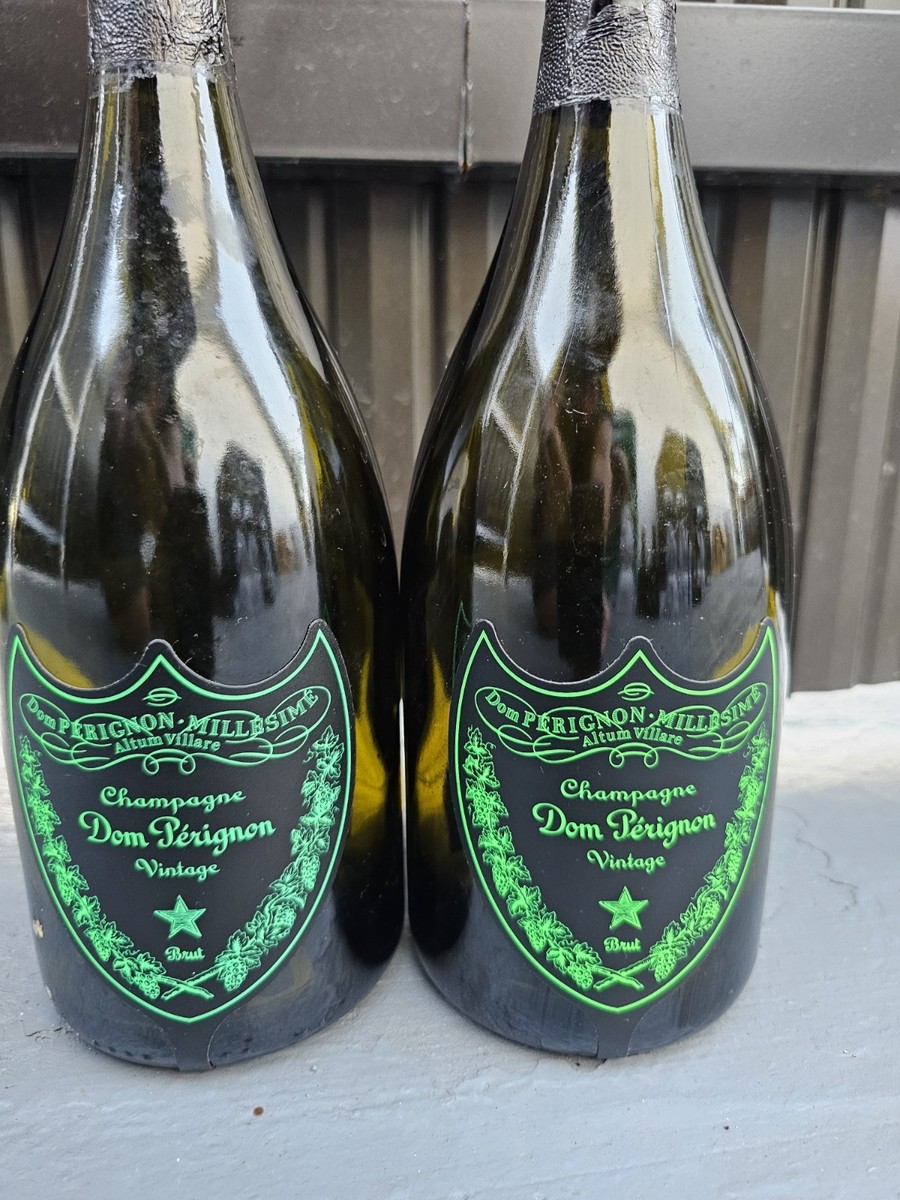 2Empty Dom Perignon Luminous Bottle 750 ML Light Up Green