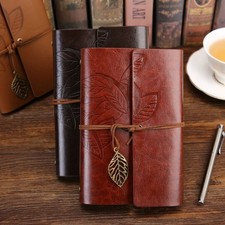 1XClassic Leather Cover Notebook Vintage Blank Journal Retro Writing Diary Bound