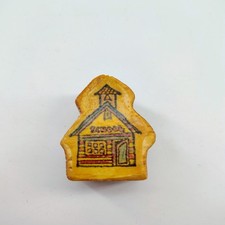 Vintage Style Wood Mounted Rubber Stamp Schoolhouse Education Theme Craft Supply