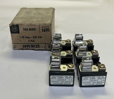 ALLEN BRADLEY,1491-N125,FUSE BLOCK 1-30A 250V 3P LOT OF 2 NOS