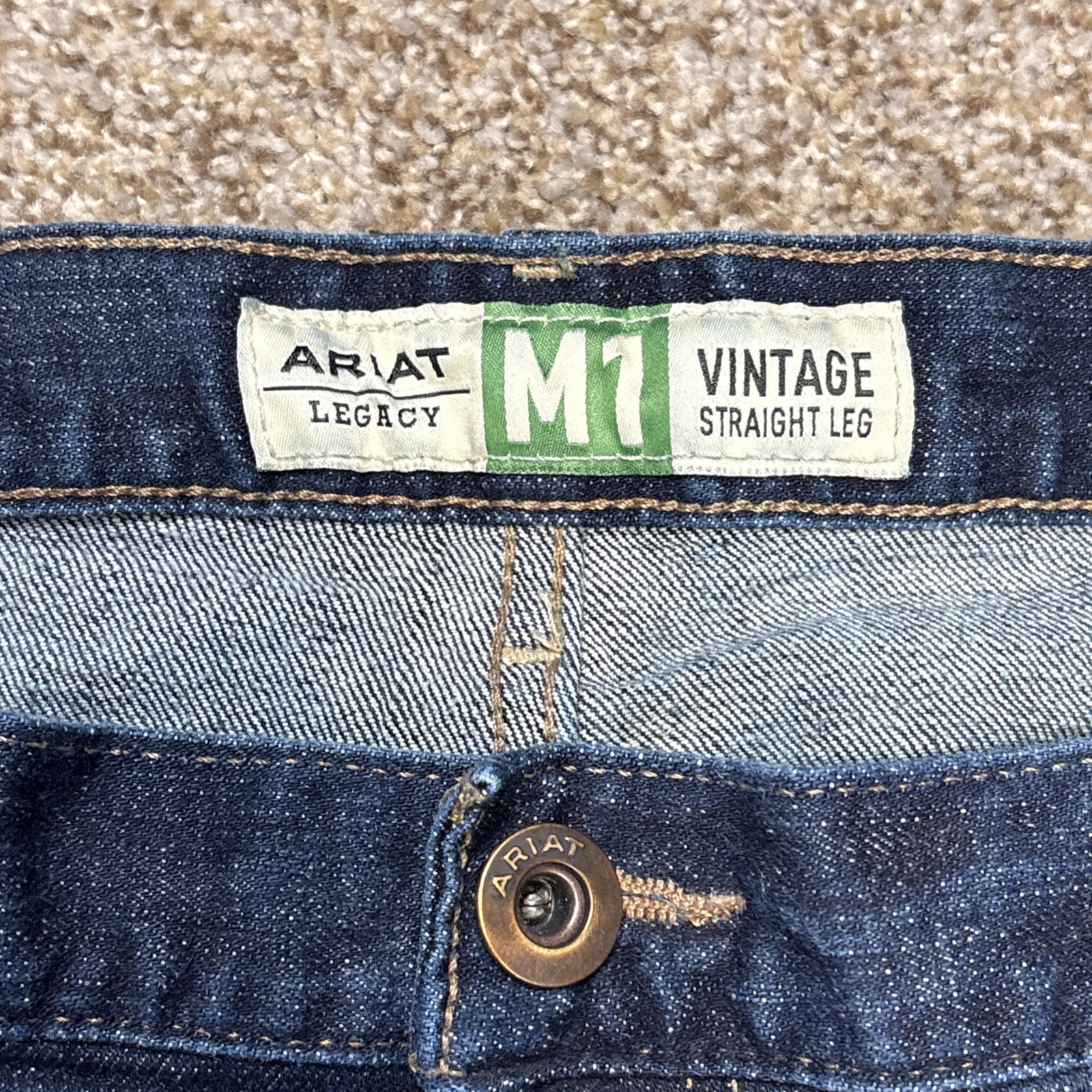 Ariat Legacy M1 Vintage Straight Leg Jeans Mens 40/32 Fits 39x32 Dark Denim - View 5