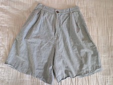 Vtg 90s Memphis Pleated Purple And Blue Plaid High-Waisted Shorts Size 9