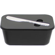 Plastic Butter Dish with Lid for Countertop Large Container and Knife Airtight