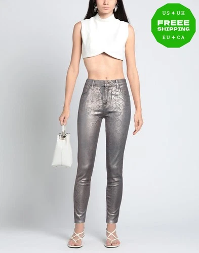 RRP €422 J BRAND Skinny Jeans W27 Pink High Waist Coated Snakeskin Pattern