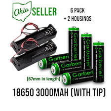 6 Pack KIT 3.7v 18650 Rechargeable Battery 3000mAh Tipped 67mm Lithium USA