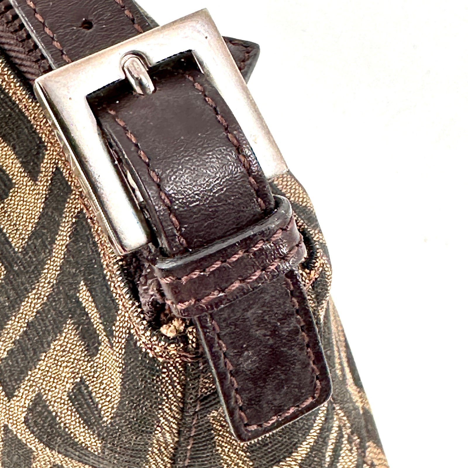 Fendi Pouch Canvas Zucca Leather Purse Hand bag Authentic — image 12