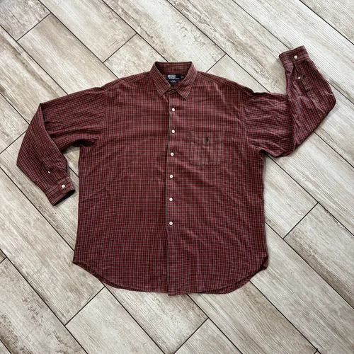 Ralph Lauren Men’s Size XL Red White Green Plaid Button Up Long Sleeve Shirt