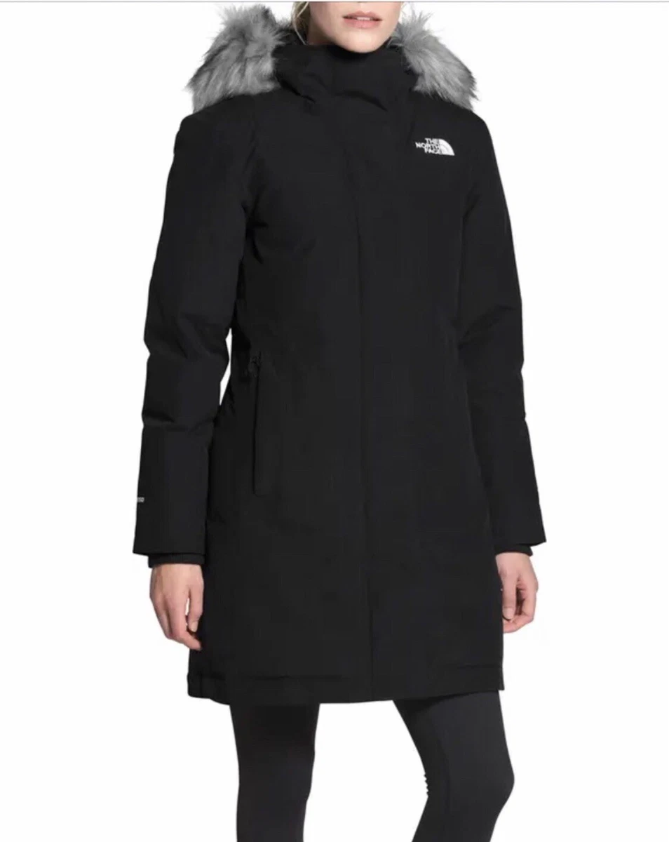 THE NORTH FACE Arctic Waterproof 550 Fill Down Parka Coat Faux Fur Black Size M