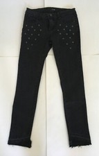 Joe  s Jeans Black Skinny Stretch Jeans Girls Size 12 Eyelets Raw Hem