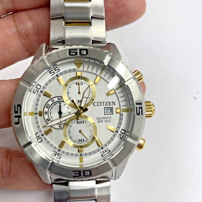 Men s Citizen AN3594-84A chronograph TTone Stainless Steel Band Watch