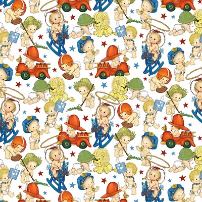 Americana Baby White Patriotic Baby Quilt Fabric BTY Michael Miller 44'' Wide