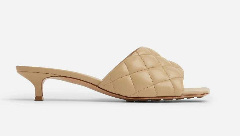 Bottega Veneta Beige Quilted Leather Mid Heel Mule 729764VBRR0 