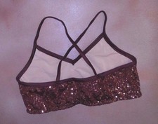 NWOT nutmeg Sequin camisole bra top Ladies Small crisscross straps no lower bind