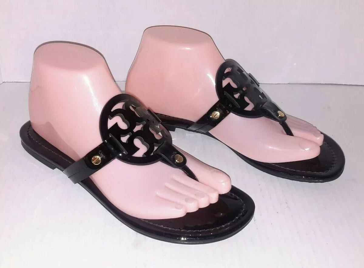 Tory burch black patent leather best sale miller sandals
