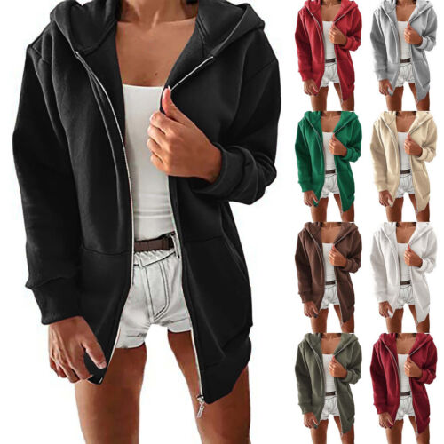 Women's Oversized Zip Up Hoodies Sweatshirts Teen Girl Fall Casual Jackets Coat