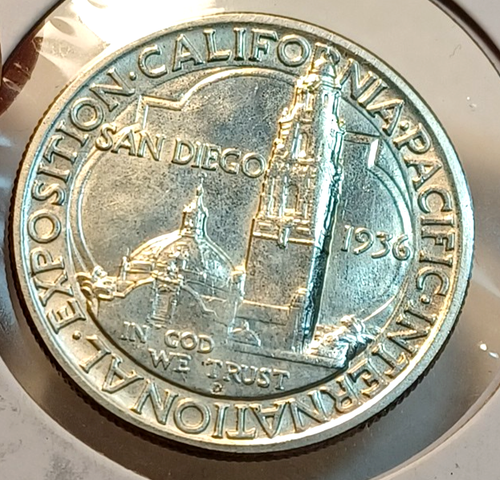 1936-D San Diego 50C Silver Half Dollar Commemorative Coin UNC JBT 98 - Picture 3 of 5