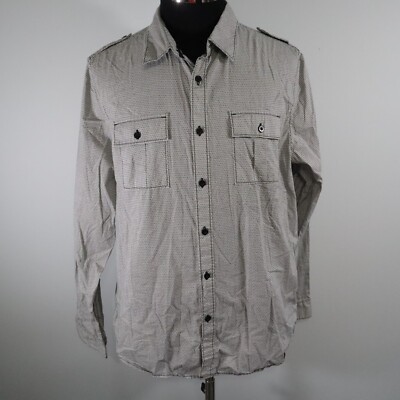 Guess Shirt Mens Large Regular Fit Casual Flap Pocket Button Floral Long Sleeve