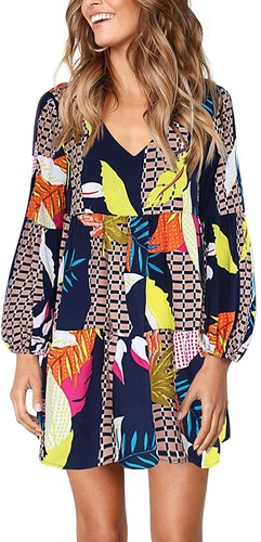 Amoretu Women Summer Tunic Dress V Neck 