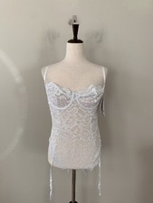 NWT DREAMGIRL Women's Sz XL Bridal Lace Garter Teddy Bodysuit 11828 White