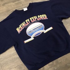 Vintage McKinley Explorer Train Sweatshirt Men Size Large USA Made Hanes (300)