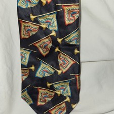 Vtg Countess Mara 100% Silk Fanfare Trumpet Neck Tie HAND TAILORED, Made in USA
