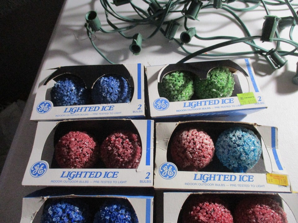 18 Vintage Christmas GE string Lights Snowball Lighted Ice C7 Working