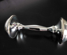 dumbbell rattle silver plated w/satin lined box