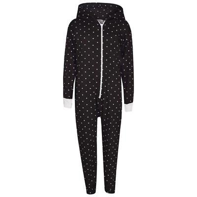 Kids Boys Polka Dot Cotton A2Z Onesie One Piece Black Hooded Jumpsuit 2-13 Years